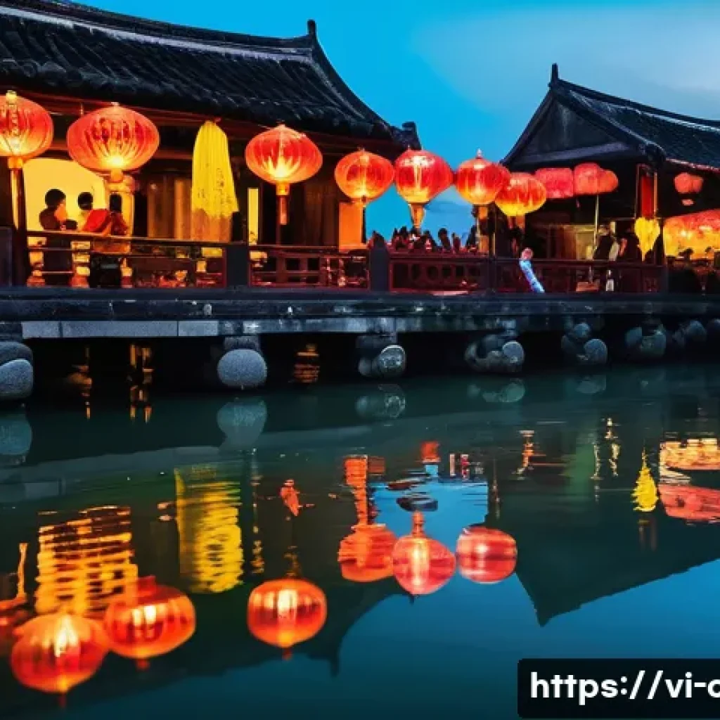문화예술사와 지역 문화 발전 - A vibrant traditional Vietnamese cultural festival scene in Hội An at night, featuring locals wearin...