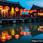 Home 19 문화예술사와 지역 문화 발전 - A vibrant traditional Vietnamese cultural festival scene in Hội An at night, featuring locals wearin...